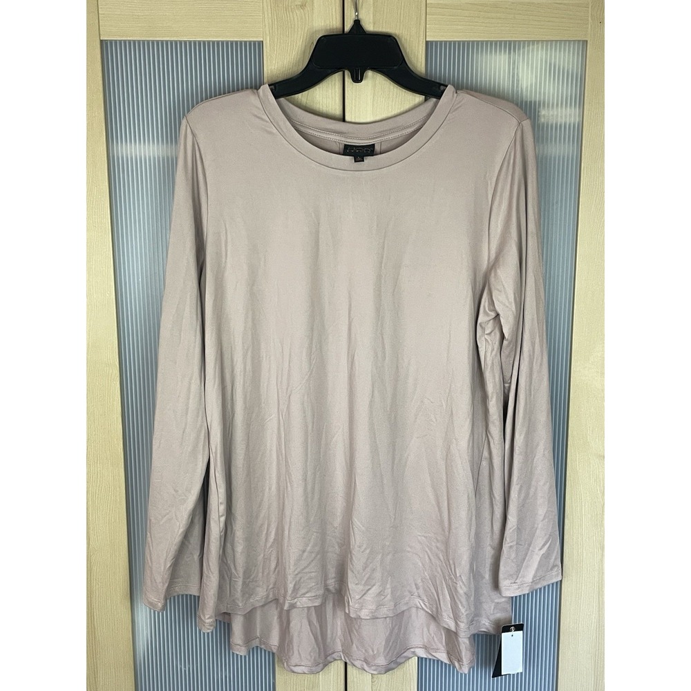 Mod lusive Beige Nude Long Sleeve Babydoll Top L Women's Casual Comfy Blouse New